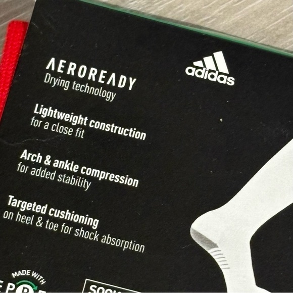 NEW! Adidas Copa Zone Cushion Soccer Sock | Adult Medium Red & Gray - Picture 4 of 5